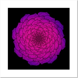 Color Floral Spiral Mandala Line Art Posters and Art